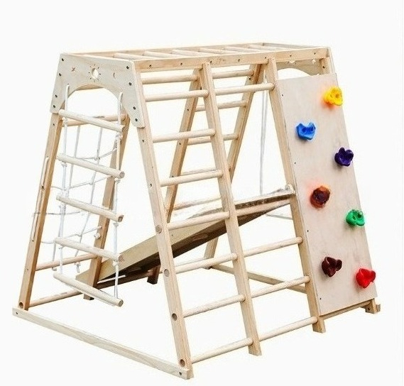 Kids Outdoor Climbing Frame - Drewniana konstrukcja do wspinaczki z huśtawką