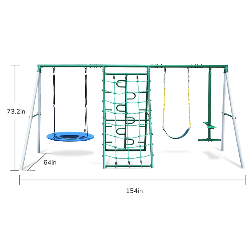 Kids Outdoor Climbing Frame - Huśtawka ogrodowa z siatką do wspinaczki,