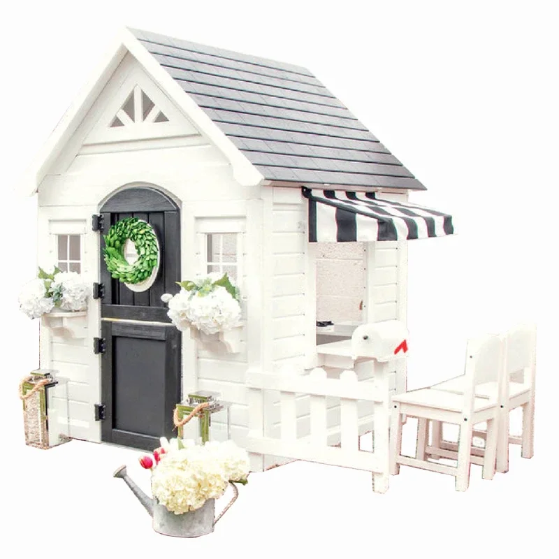 Kids Outdoor Cubby House - Prosty domek do zabawy z ogrodzeniem,