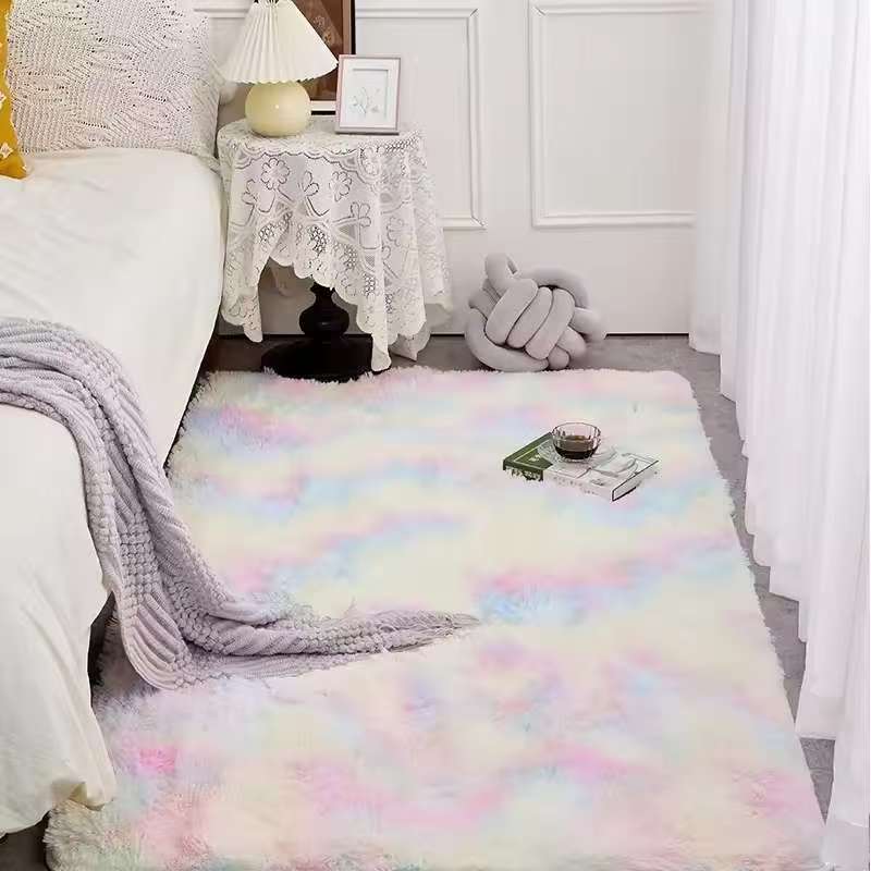 Kids Outdoor Mat Waterproof - VIKAMA Puszysty Pluszowy Dywan Tie-dye Do