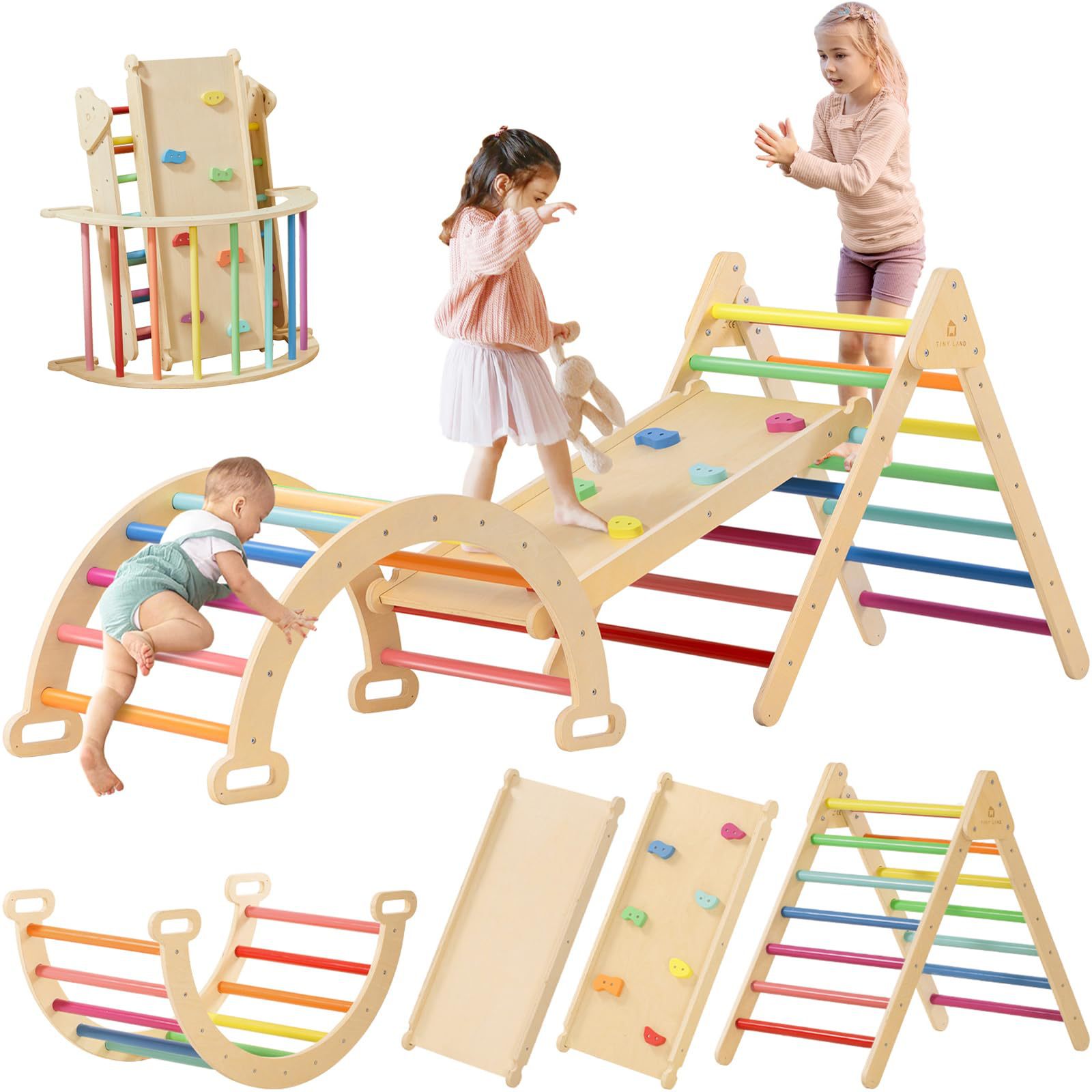 Kids Outdoor Climbing Frame - Solidna Drewniana Wszechstronna Drabinka do Wspinaczki