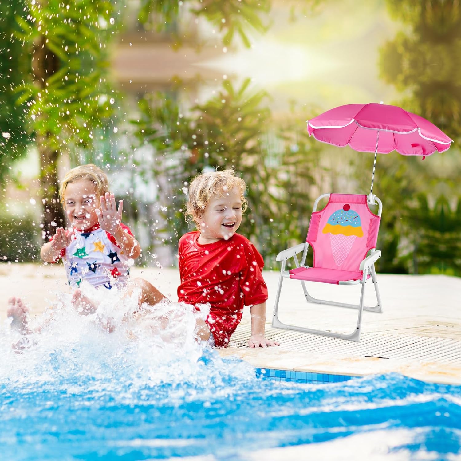 1 zestaw składane krzesło plaż – Kids Outdoor Lounge Chair With Umbrella recenzja i cena