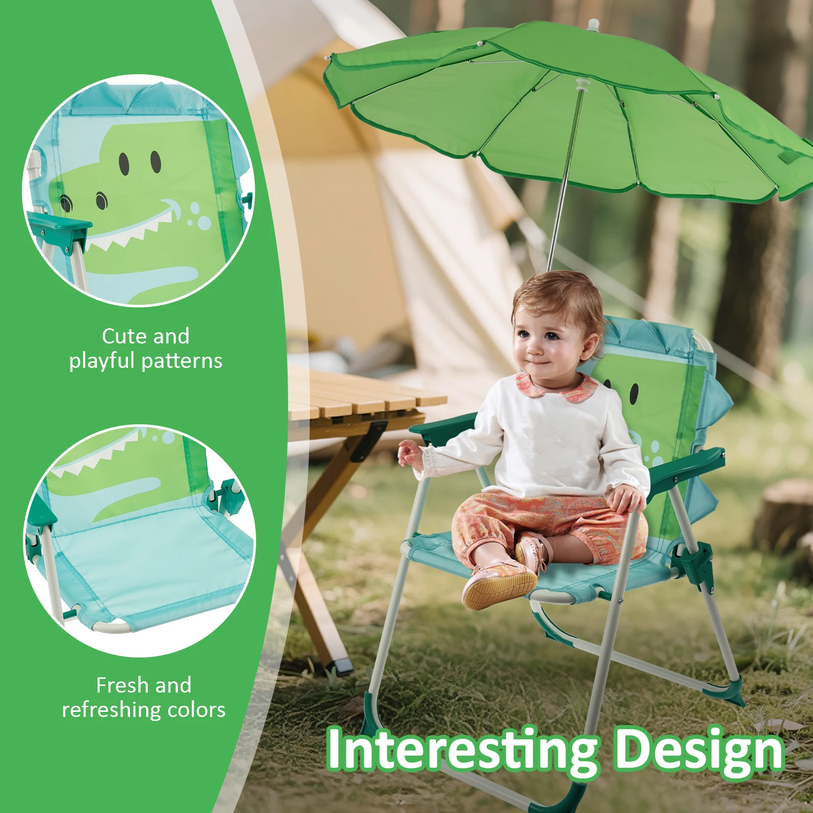 Składane krzesło plażowe dla d – Kids Outdoor Lounge Chair With Umbrella recenzja i cena