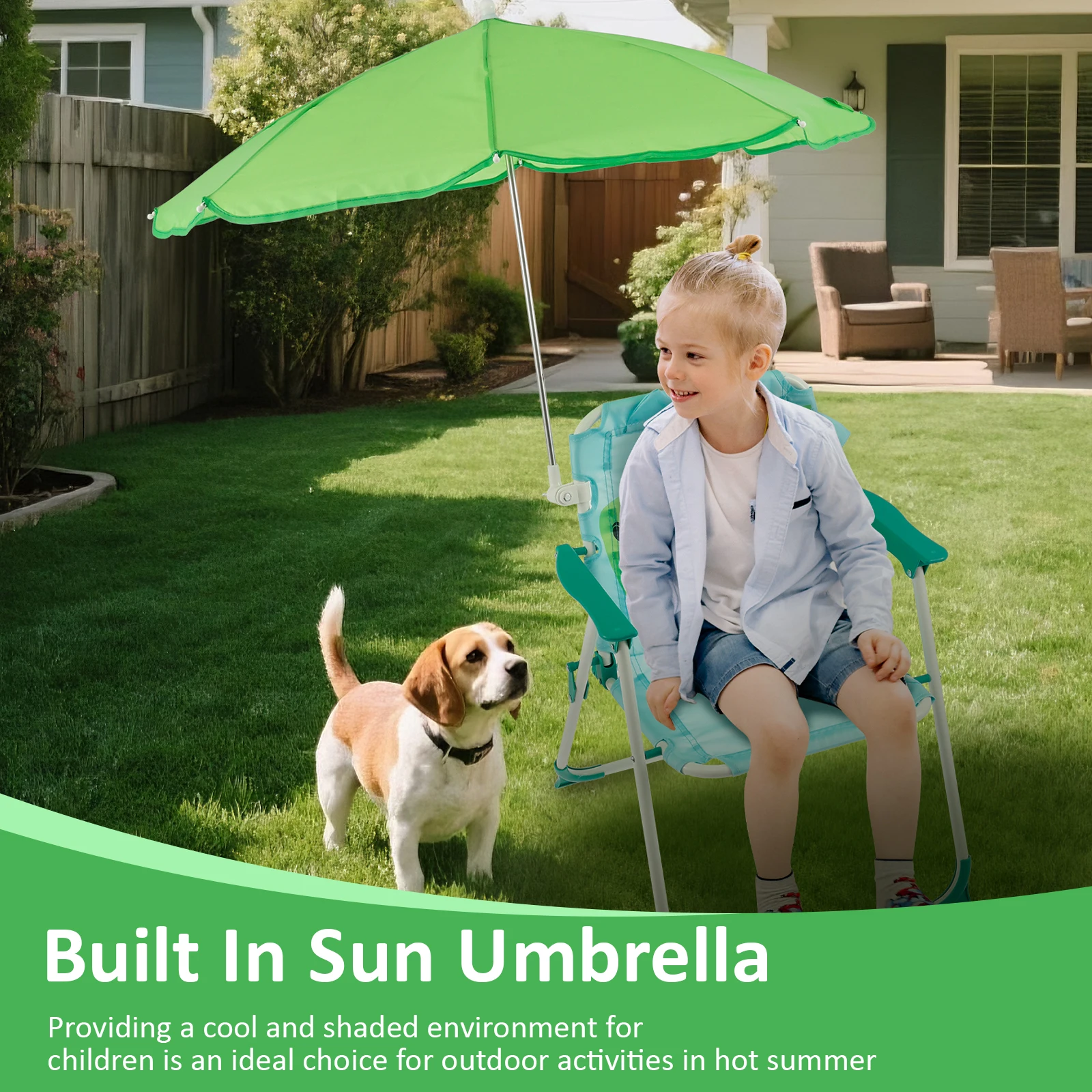 Składane krzesło plażowe dla d – Kids Outdoor Lounge Chair With Umbrella recenzja i cena